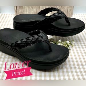 Vionic Kenji Black Braided Platform Sandal